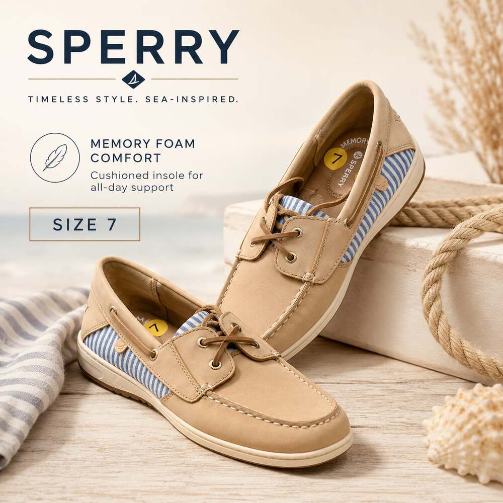 New Sperry Top-Sider Whale Fish 2 Eye Blue Stripe Linen Leather Boat Shoes Sz 7